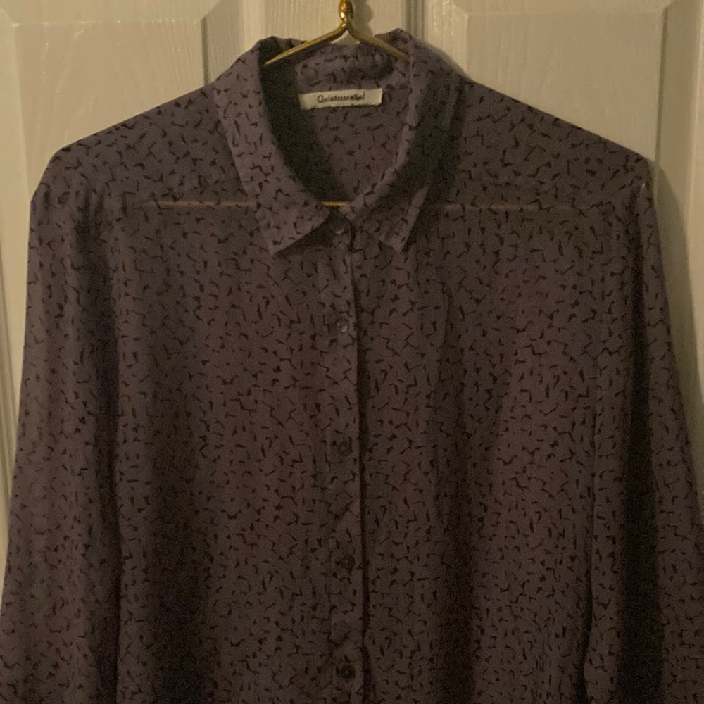 Quintessential Lavender and Black Button Down Blouse